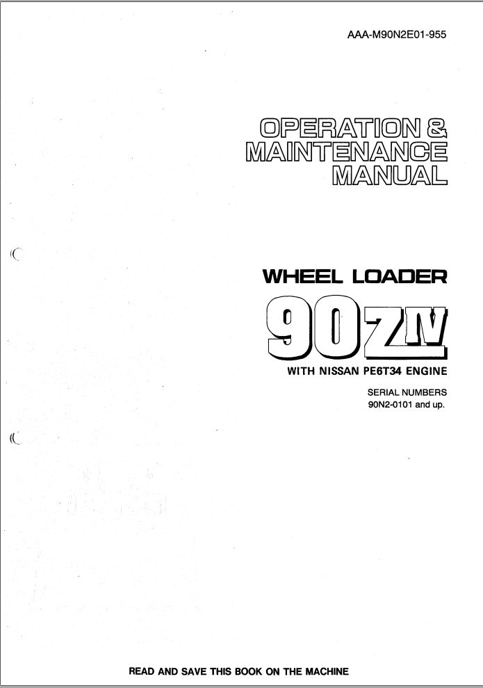 Kawasaki Wheel Loader 90ZIV Operation Maintenance Shop Parts Manuals EN JP
