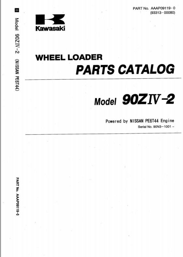 Kawasaki Wheel Loader 90ZIV Operation Maintenance Shop Parts Manuals EN JP 1