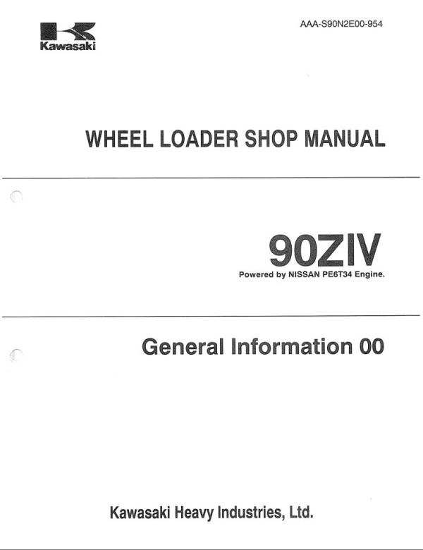 Kawasaki Wheel Loader 90ZIV Operation Maintenance Shop Parts Manuals EN JP 2