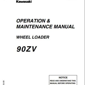 Kawasaki Wheel Loader 90ZV Operation Maintenance Shop Parts Manuals EN JP