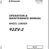 Kawasaki Wheel Loader 92ZV 2 Operation Maintenance Shop Parts Manuals EN JP