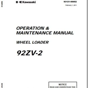 Kawasaki Wheel Loader 92ZV 2 Operation Maintenance Shop Parts Manuals EN JP