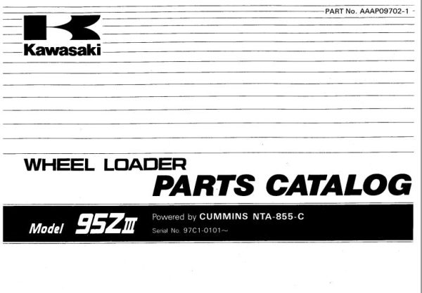 Kawasaki Wheel Loader 95ZIII Operation Maintenance Shop Parts Manuals EN JP 1
