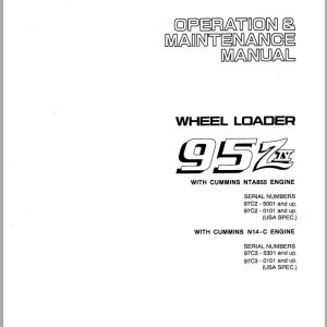 Kawasaki Wheel Loader 95ZIV Operation Maintenance Shop Parts Manuals EN JP