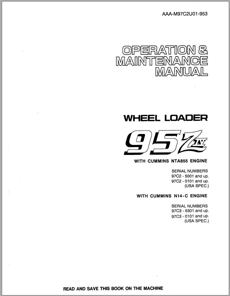 Kawasaki Wheel Loader 95ZIV Operation Maintenance Shop Parts Manuals EN JP