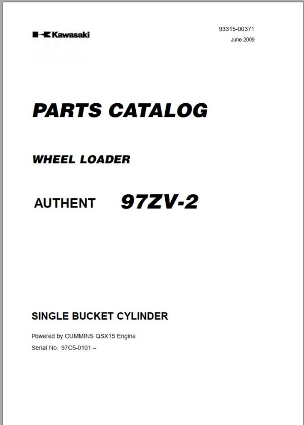 Kawasaki Wheel Loader 97ZV 2 Operation Maintenance Shop Parts Manuals EN JP 1
