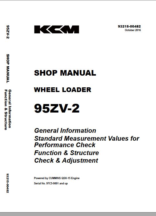 Kawasaki Wheel Loader 97ZV 2 Operation Maintenance Shop Parts Manuals EN JP 2