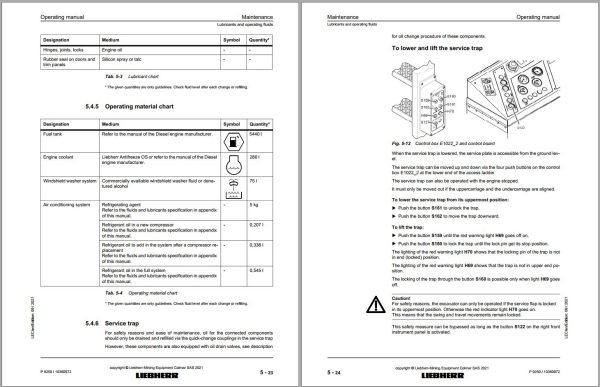 Liebherr Hydraulic Excavators P9250E Operating Manual 10360975 2021