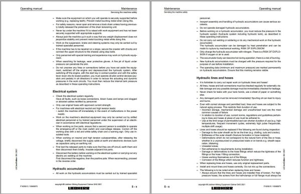 Liebherr Hydraulic Excavators P9350 Operating Manual 10361734 2021