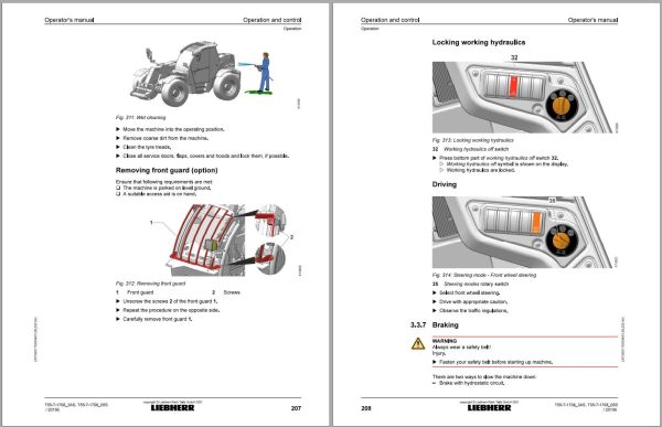 Liebherr Telescopic Handler T55 7 Operating Manual 93517533 2021