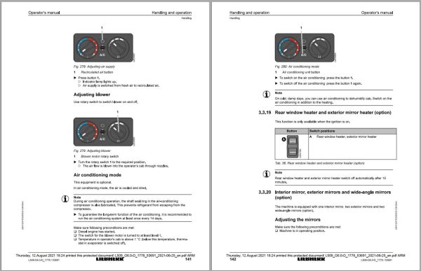 Liebherr Wheel Loader L509 Operator Manual 12247353 2021