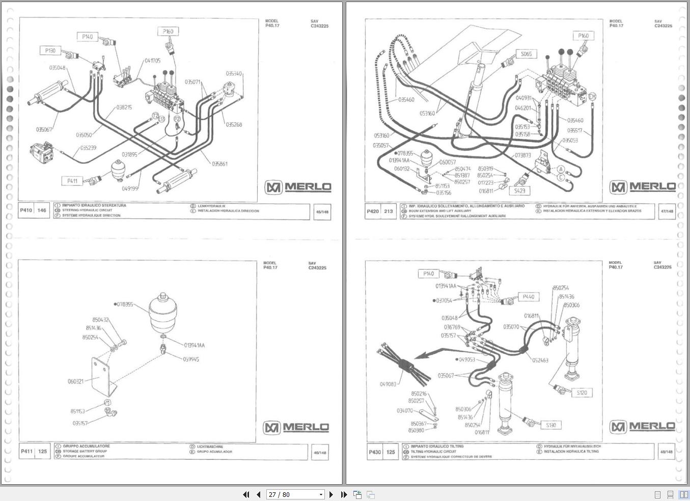 Merlo Telehandlers P40.17 Spare Parts List