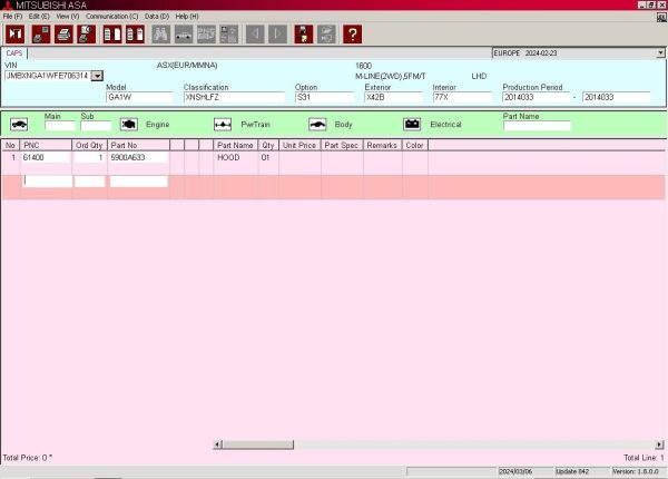Mitsubishi MMC ASA 03.2024 General Europe USA Japan Spare Parts Catalog 4