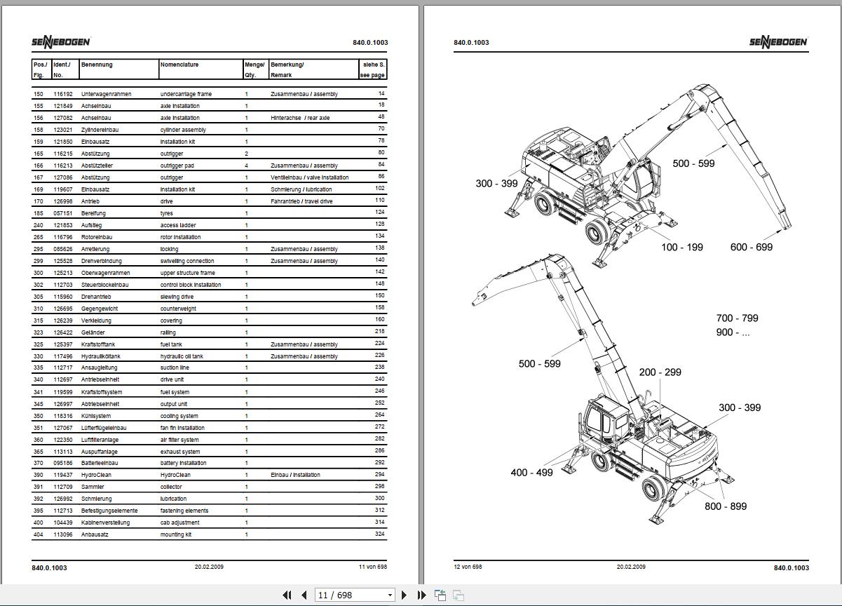 Sennebogen Spare Part Catalog Material Handler PDF 1.16GB Collection