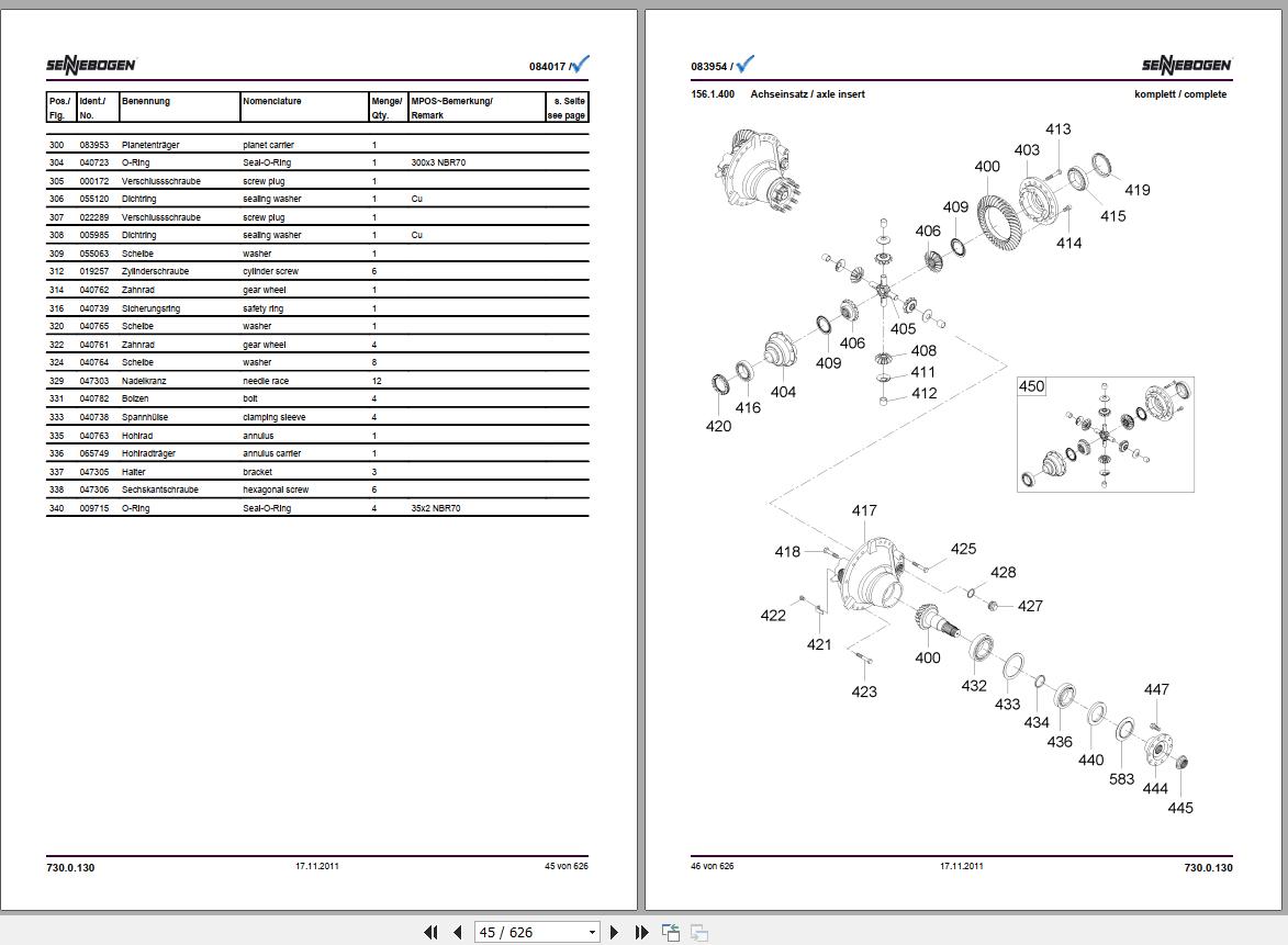 Sennebogen Spare Part Catalog Material Handler PDF 1.16GB Collection