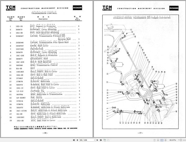 TCM Articulated Tractor Shovel 175IIIA Parts Manual 880A 1