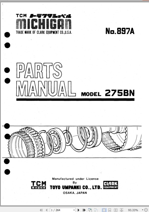 TCM Articulated Tractor Shovel 275BN Parts Manual
