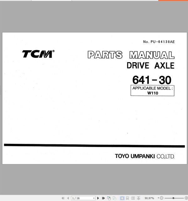 TCM Drive Axle 641 30 Parts Manual PU 64130AE