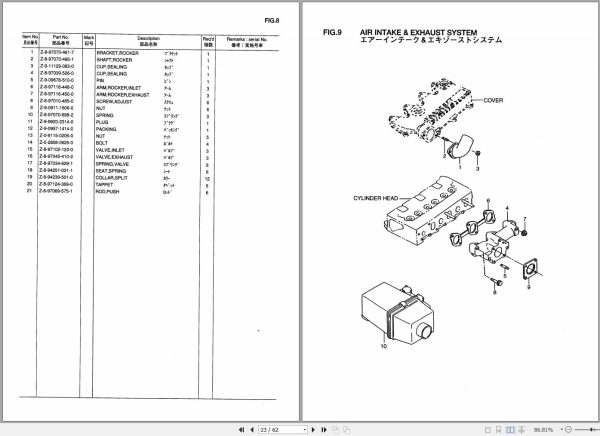 TCM Isuzu Engine 3LD1 Parts Manual PE 3LD1A 1