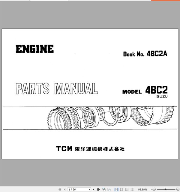 TCM Isuzu Engine 4BC2 Parts Manual 4BC2A