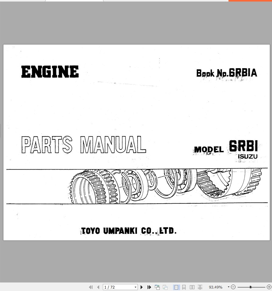 TCM Isuzu Engine 6RBI Parts Manual 6RB1A
