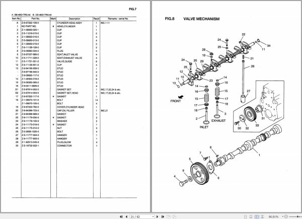 TCM Isuzu Engine BB 4BG1TRG 02 DD 4BG1TRG 03 Parts Manual PE BB 4BG1TRG 02A 1