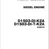 TCM Kubota Engine D1503 DI K2A D1503 DI T K2A Parts Manual PE D1503 DI K2AA