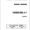 TCM Kubota Engine V2203 EB J 1 Parts Catalogue
