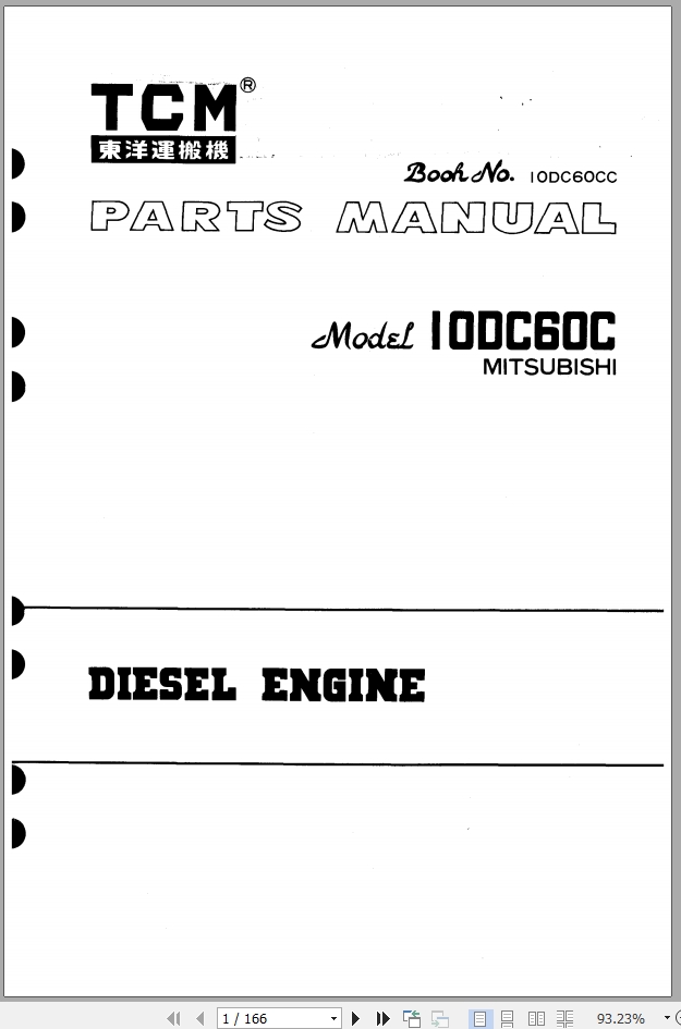 TCM Mitsubishi Engine 10DC60C Parts Manual
