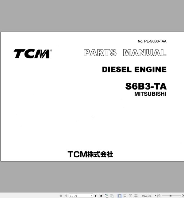 TCM Mitsubishi Engine S6B3 TA Parts Catalogue PE S6B3 TAA