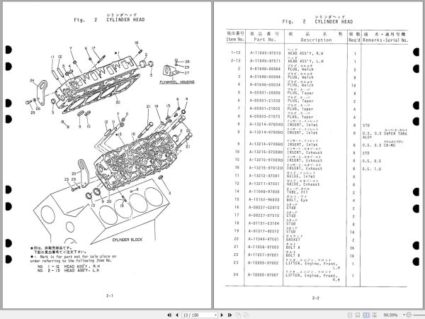 TCM Nissan Engine RD8T04 Parts Manual RD8T04A 1