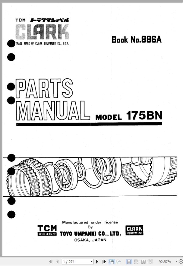 TCM Tractor Shovel 175BN Parts Manual