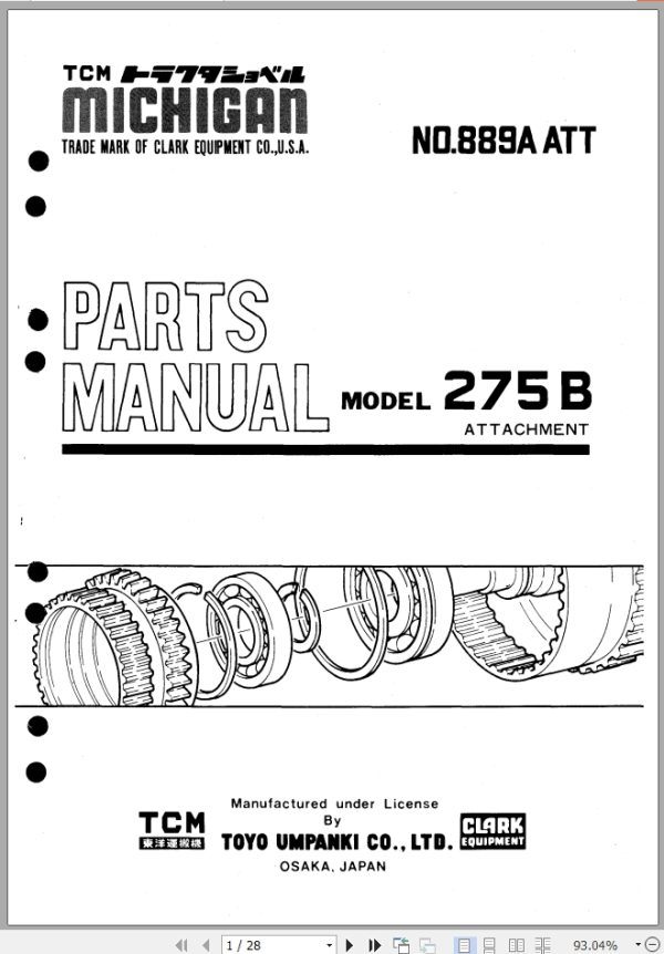 TCM Tractor Shovel 275B Parts Manual