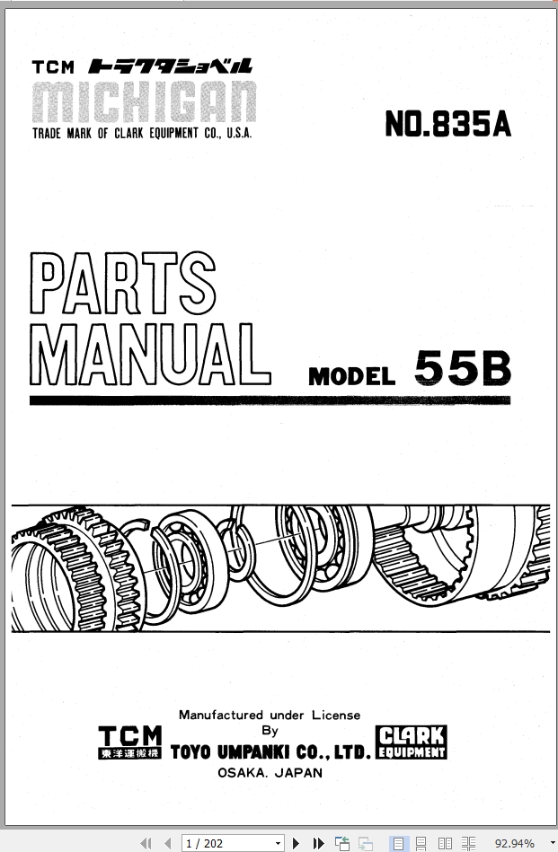 TCM Wheel Loader 55B Parts Manual 835A