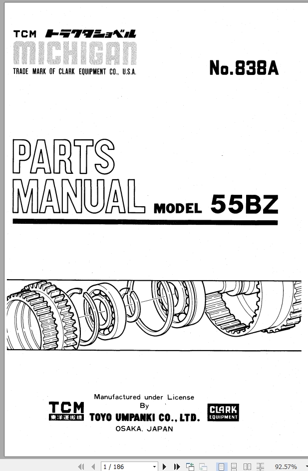 TCM Wheel Loader 55BZ Parts Manual 838A
