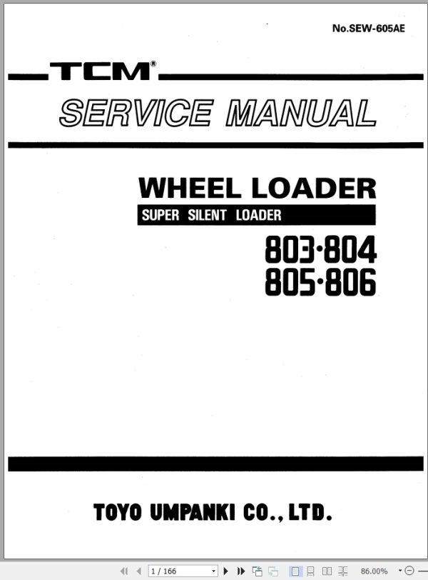TCM Wheel Loader 803 804 805 806 Service Manual SEW 605AE
