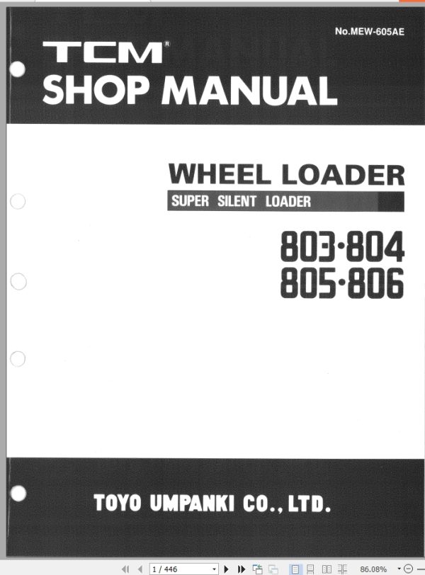TCM Wheel Loader 803 804 805 806 Shop Manual MEW 605AE