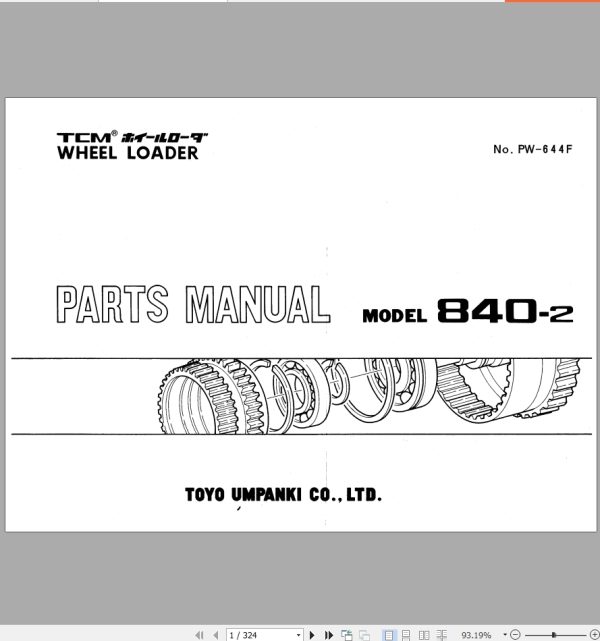 TCM Wheel Loader 840 2 Parts Manual PW 644F