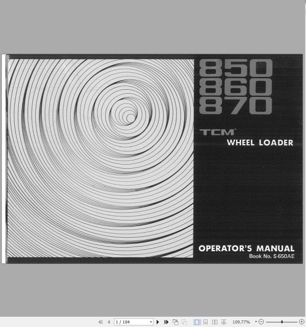 TCM Wheel Loader 850 860 870 Operators Manual S 650AE