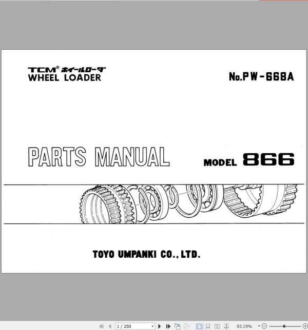 TCM Wheel Loader 866 Parts Manual PW 668A