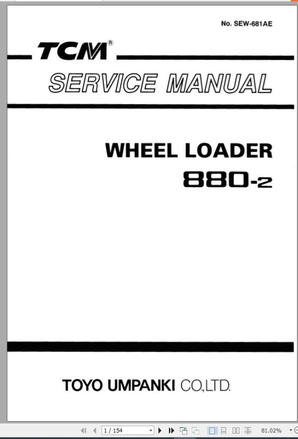 TCM Wheel Loader 880 2 Service Manual SEW 681AE