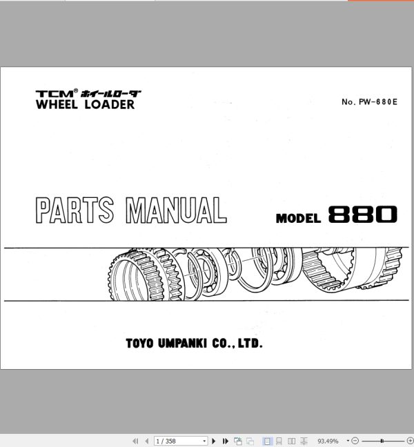 TCM Wheel Loader 880 Parts Manual
