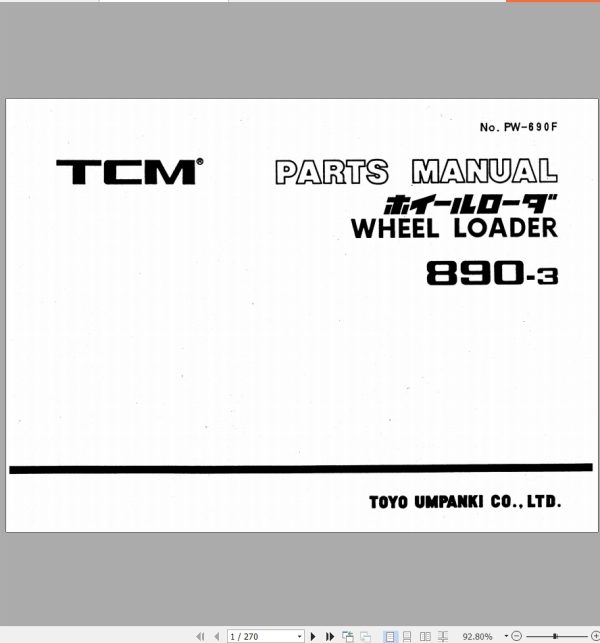 TCM Wheel Loader 890 3 Parts Manual