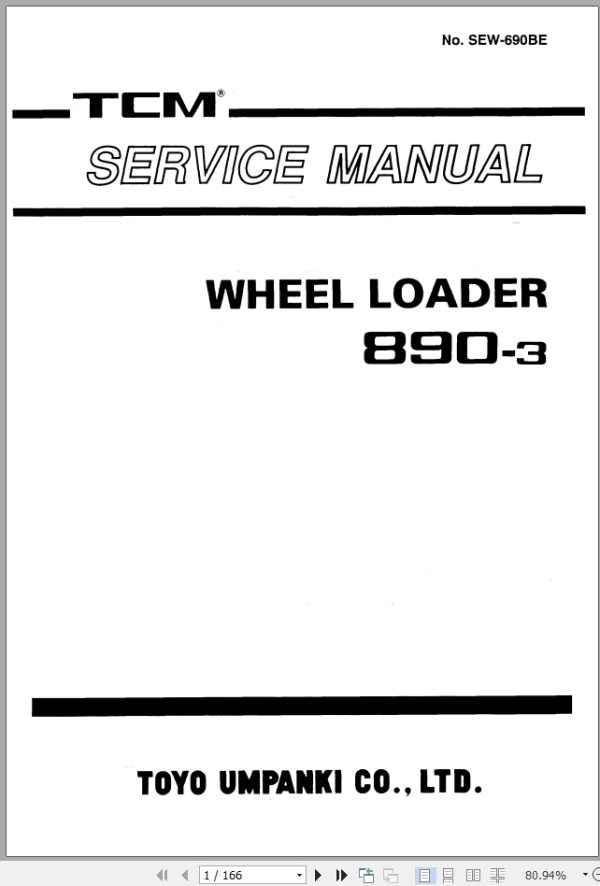 TCM Wheel Loader 890 3 Service Manual SEW 690BE