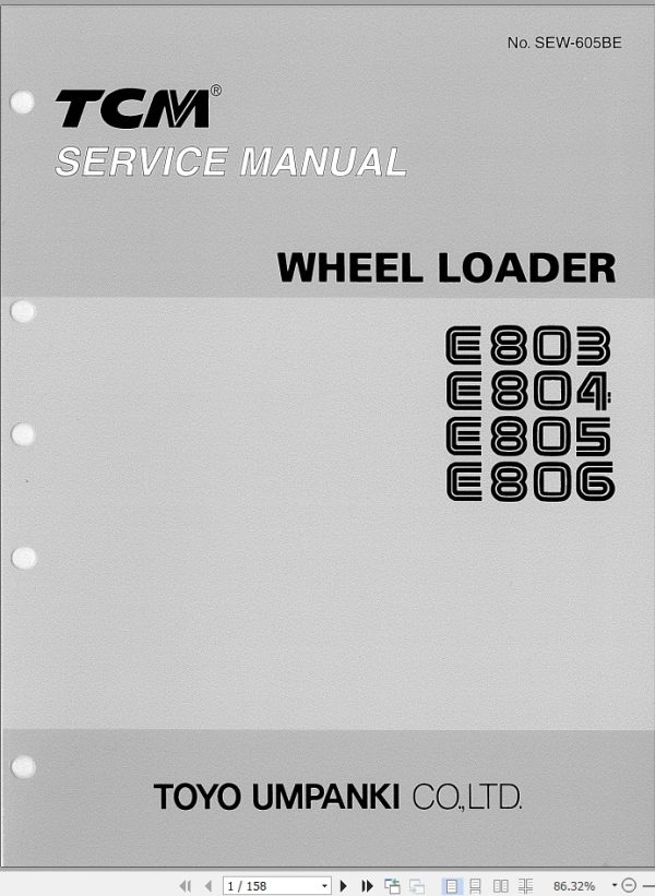 TCM Wheel Loader E803 E804 E805 E806 Service Manual SEW 605BE