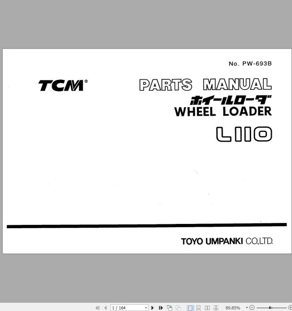 TCM Wheel Loader L110 Parts Manual PW 693B