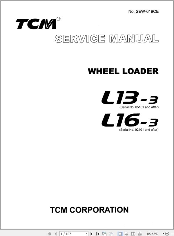TCM Wheel Loader L13 3 L16 3 Service Manual SEW 619CE