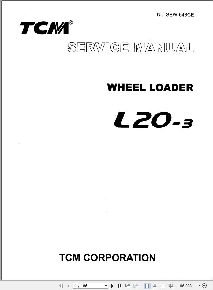 TCM Wheel Loader L20 3 Service Manual SEW 648CE