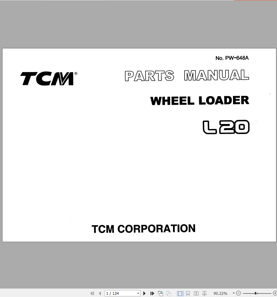 TCM Wheel Loader L20 Parts Manual PW 648A
