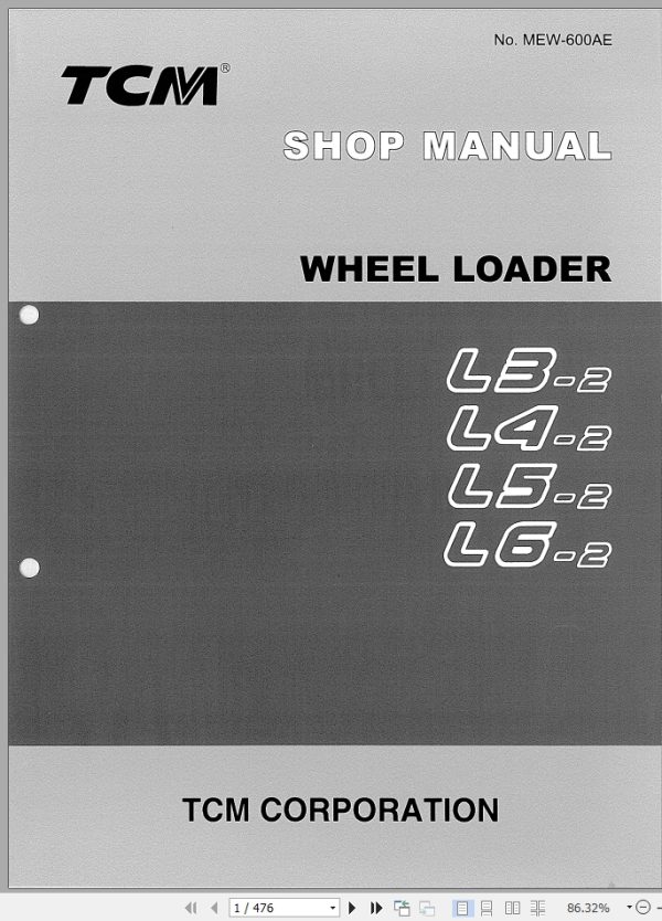 TCM Wheel Loader L3 2 L4 2 L5 2 L6 2 Shop Manual MEW 600AE